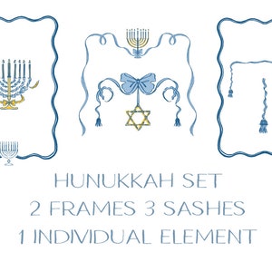 Ensemble dessiné à la main de Hanoucca, clipart PNG