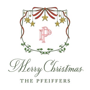 Vintage Christmas PNG Crest Frame and Sash