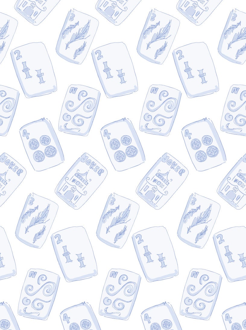 Mahjong Chinoiserie Pattern and Clip Art