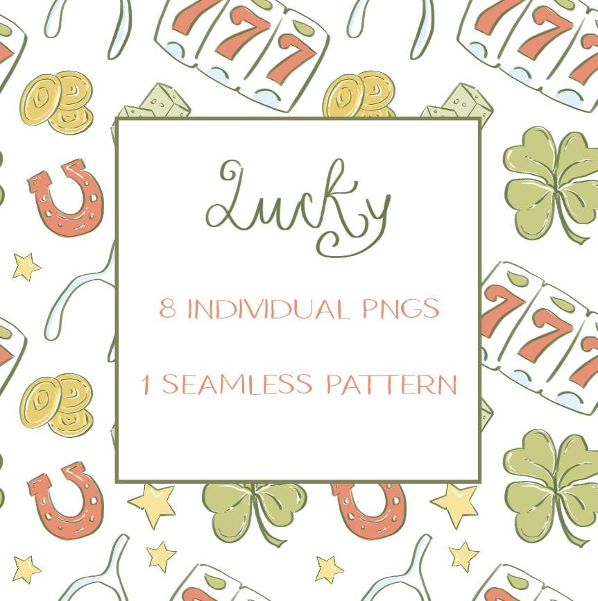 Feeling Lucky Pattern and Clip Art Set - Etsy