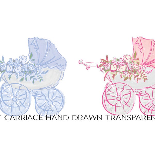 Baby Carriage Hand Drawn Clip Art PNG