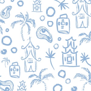 Handgetekend chinoiserie-strandvectorpatroon