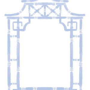 Blue Watercolor Pagoda Frame PNG