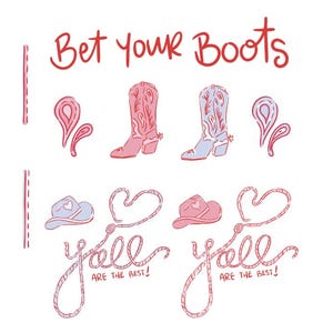 Ensemble d'images clipart PNG dessinés à la main pour la Saint-Valentin, cow-boy