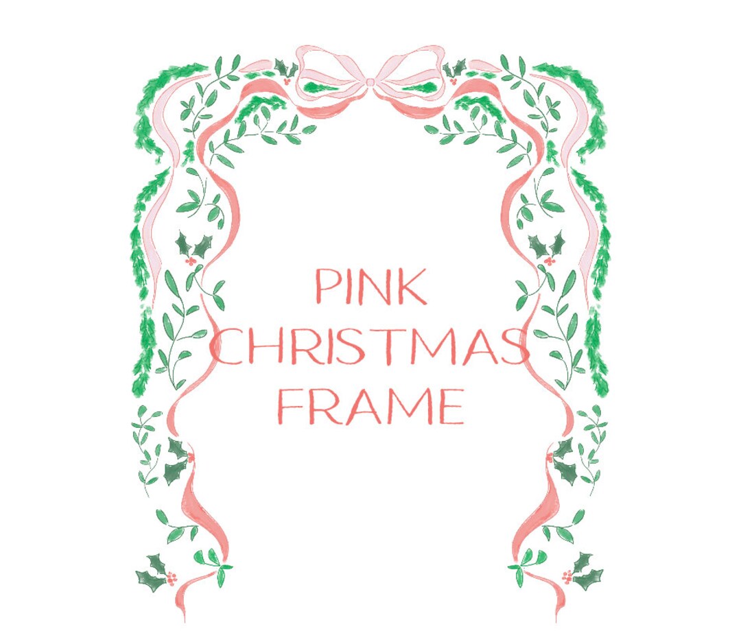 Pink Bow and Garland Frame PNG - Etsy