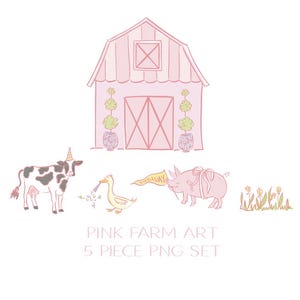 Ensemble PNG d'oeuvres d'art de la ferme grand-millénaire rose pastel