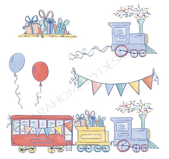 Birthday Train Clip Art Package - PNGs