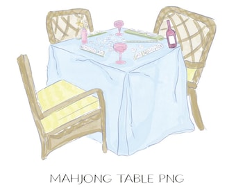 Mahjong Tablescape Clip Art PNG