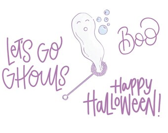 Conjunto de imágenes prediseñadas PNG y SVG de fantasmas de burbujas de Halloween