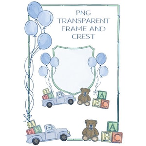 Baby Boy Frame Crest Set Clip Art PNG