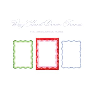 Handgetekende golvende frames, png 5 x 7
