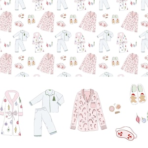 Patrón de pijama navideño y clip art para el conjunto navideño