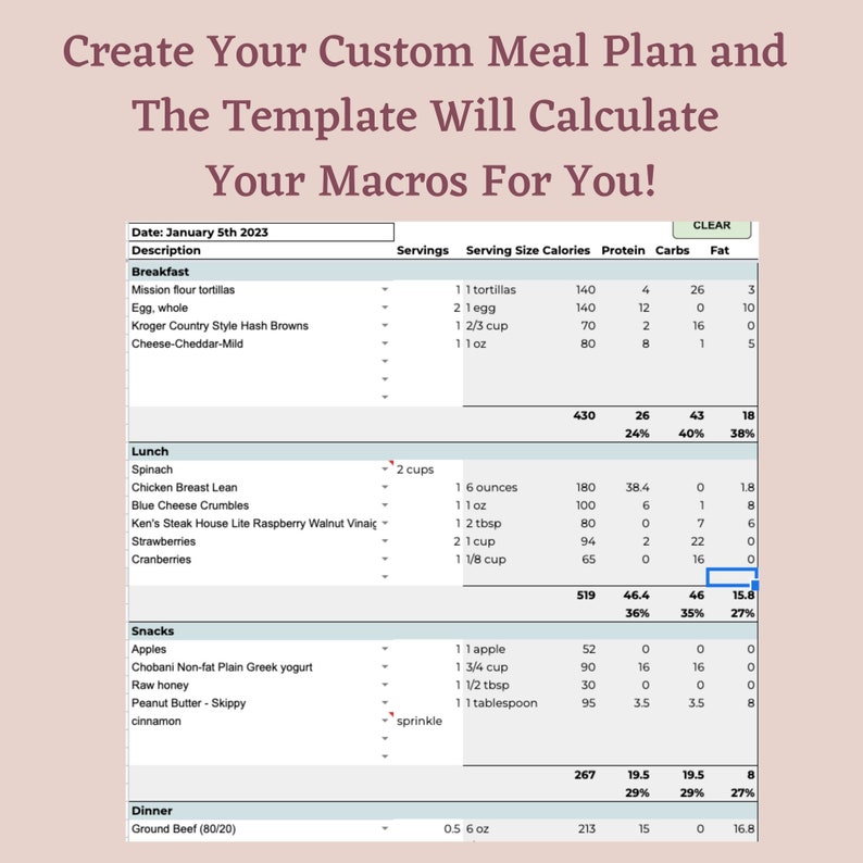 macro meal planner template macro meal planner template