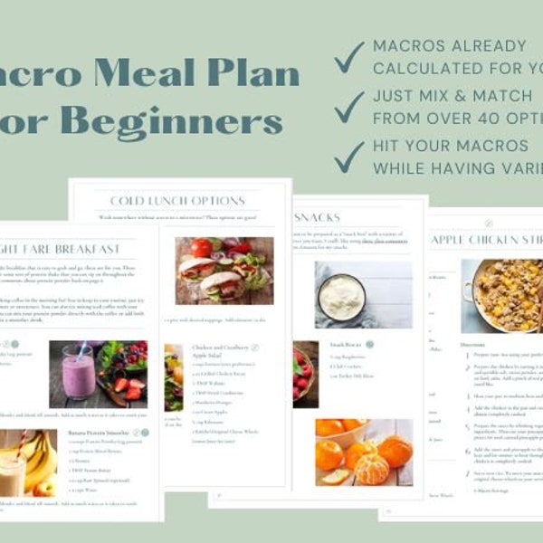Plan macro-repas facile pour les débutants | Plan macro-repas | Livre de recettes macro