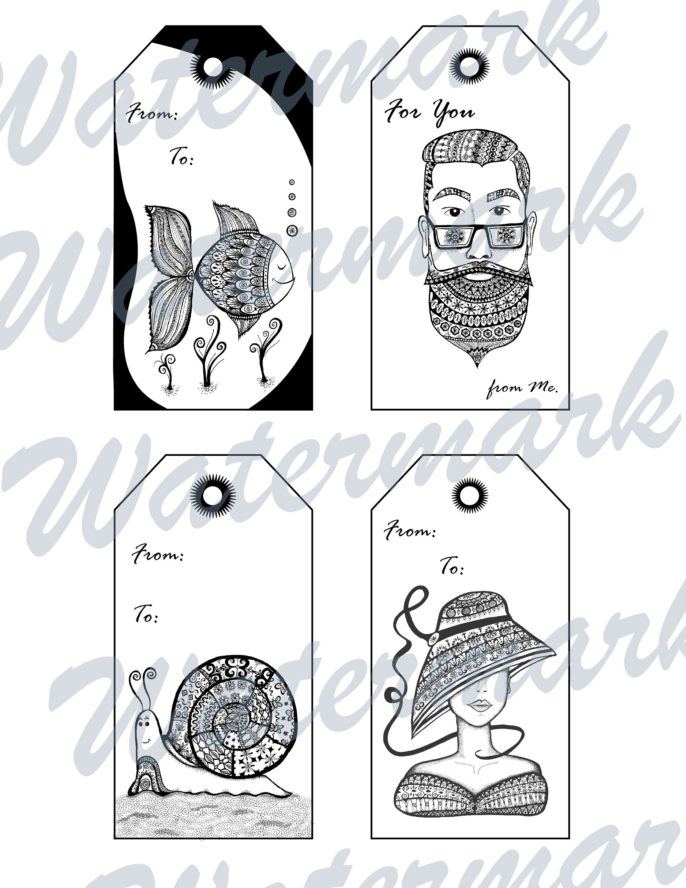 Printable Present Tags for Any Occasion Set of 4 Designs Elegant Modern ...