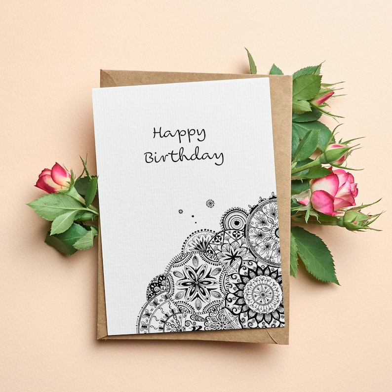 Printable Happy Birthday Card Sizes DIN A6 4x6 In and DIN B6 5x7 In