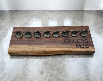Personalized Blanton's Bourbon Cork Stopper Display - Live Edge Walnut - Barrel Half Stave, Blantons, Whiskey