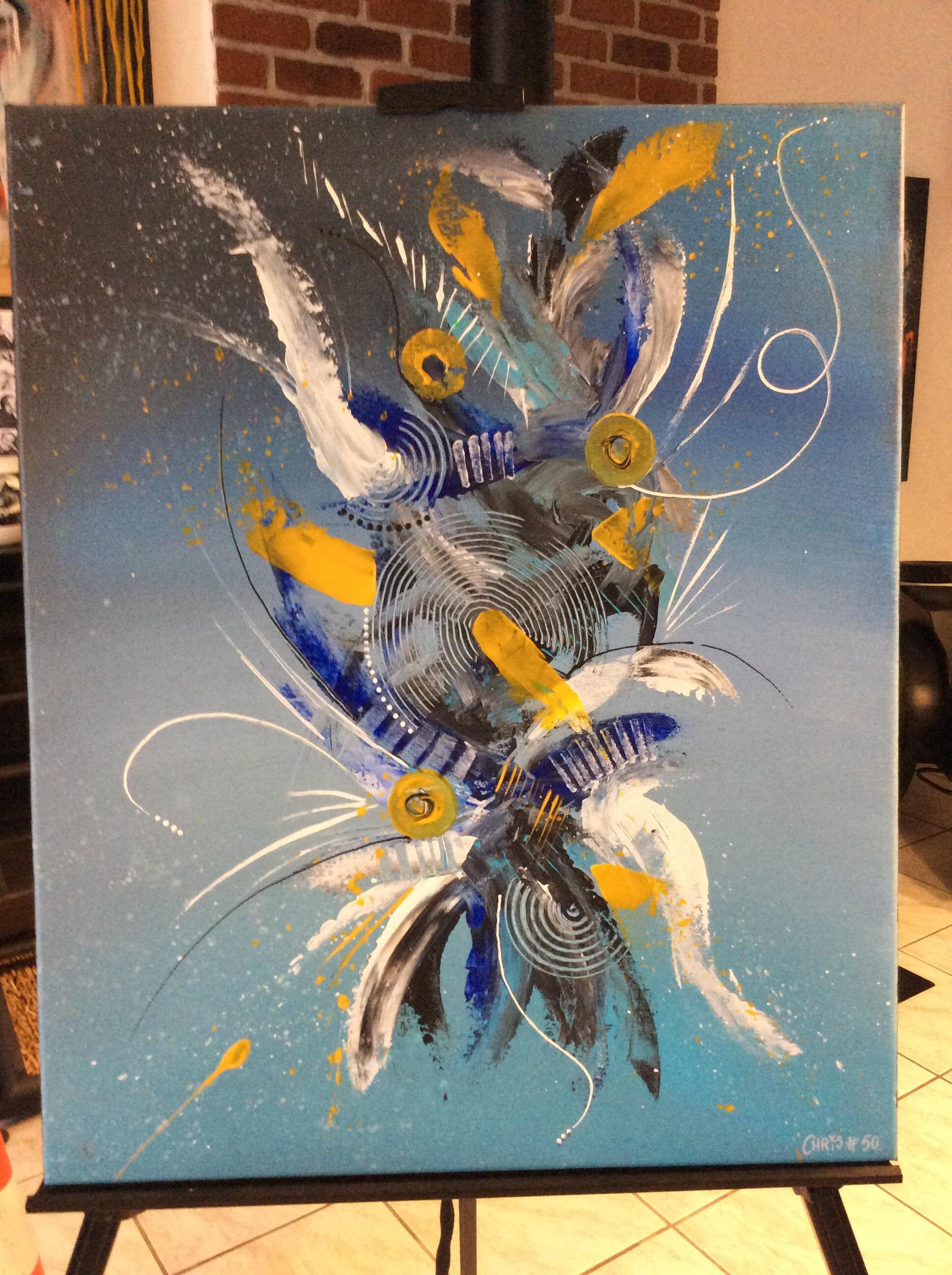 Tableau Peinture Abstrait Bleu