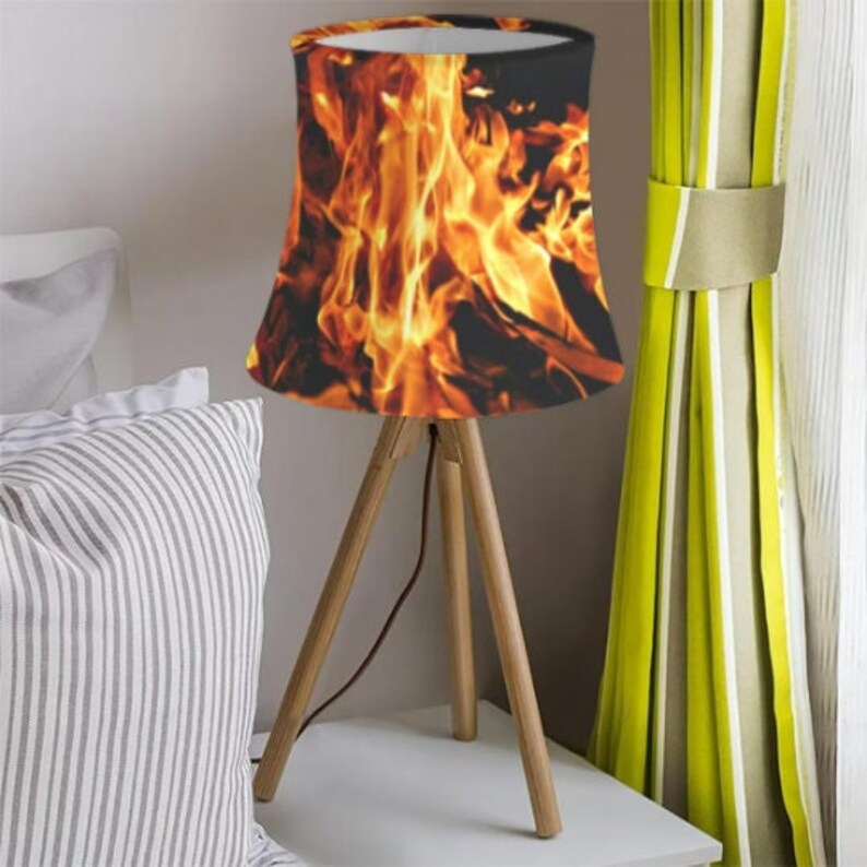 Fire Flames Bedside Tripod Lampnight Stand Table Lamp Indoor Etsy