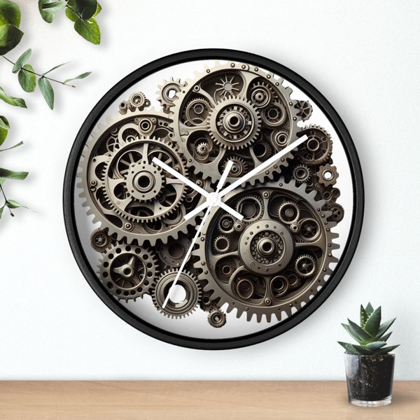 Personalised Industrial Cogs Wheels Gears Wall Clock housewarming Birthday Fathers Day gift for Engineer Dad Brother Uncle Grandpa Best Man