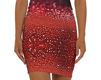 Faux Sparkly Red Pencil Skirt Partywear,Gift for HER/Mom/Cousin/Girlfriend/Christmas/Birthday/Halloween/Thanksgiving/Honeymoon/Graduation