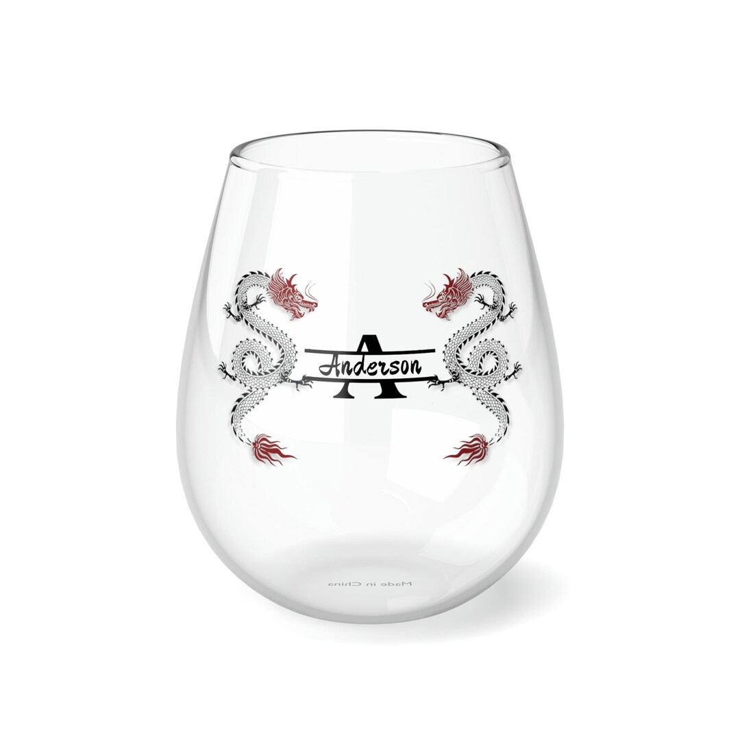 Personalized Dragon Wine Glass Name custom Wine Glass Red Etsy