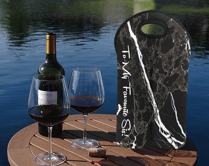 Personalized Wine Holder bag single double marble look,custom wine Gift Bag for Anniversary wine lover Bridesmaid birthday Christmas