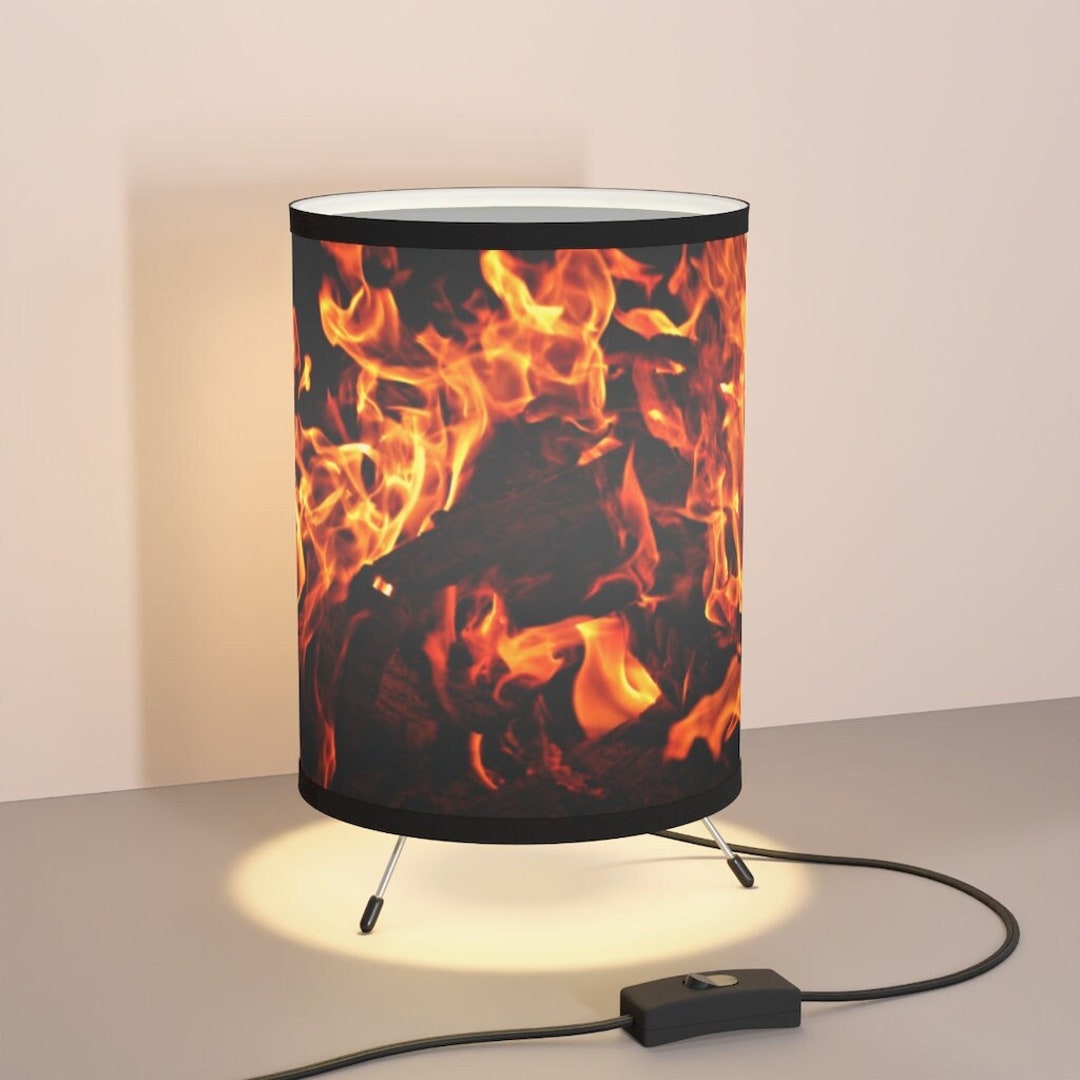 Fire Flames Bedside Tripod Lamp,night Stand Table Lamp Indoor Light Halloween Decor Light
