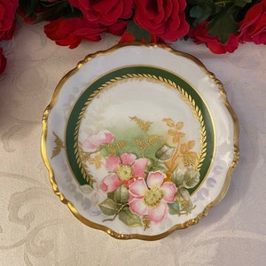 Bawo and Dotter Elite Limoges Pink Floral Plate / Vintage Limoges / Limoges France / French Decor / Vintage Display Plate
