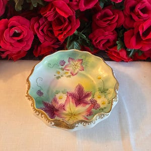 Hand Painted Nippon Gold Footed Floral Bowl