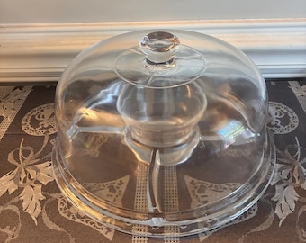 Vintage Glass Multi-use Cake Stand with Clear Dome