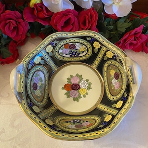 Hand Painted Nippon Serving Bowl: Vintage Fine Bone China Tableware