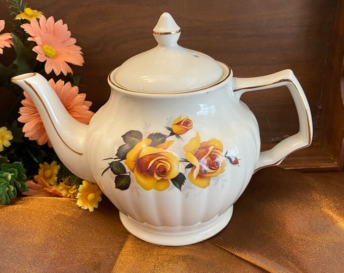Ellgreave Ironstone Yellow Rose Teapot / Vintage Teapots / Etsy