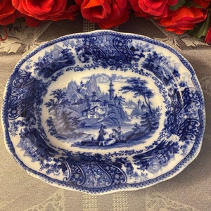 Burgess and Leigh Middleport Pottery Blue Flow Oval Serving Dish