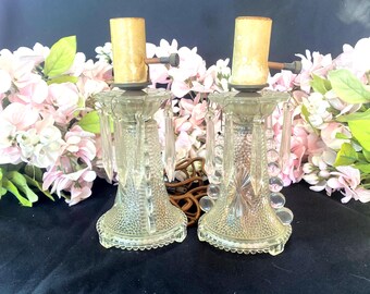 Victorian Pressed Glass Lamp Set
