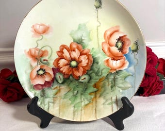 Decorative Plate, BMoeM Limoges, Mavaleix Mandavy and Balleroy Poppies Plate, Circa 1908-1914