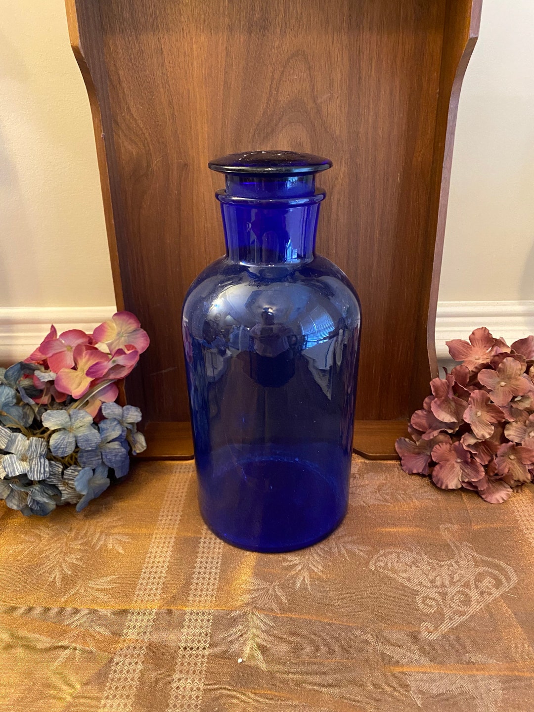 Cobalt Blue Glass Apothecary Jar Etsy