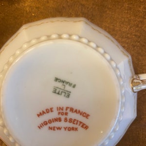 Elite Works Limoges Teacup and Saucer Set, Floral Gold Beaded Design ...