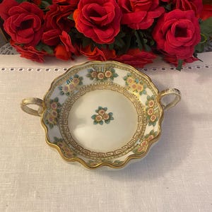 Hand Painted Nippon Gold Double Handle Bowl