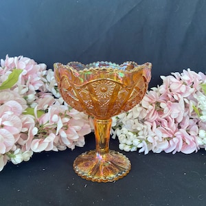 Amber Indiana Carnival Glass Compote