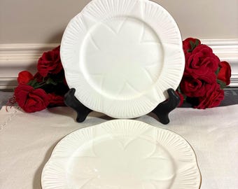 Shelley England Dainty Regency White Salad Plates, set of 2, Circa 1925-1940