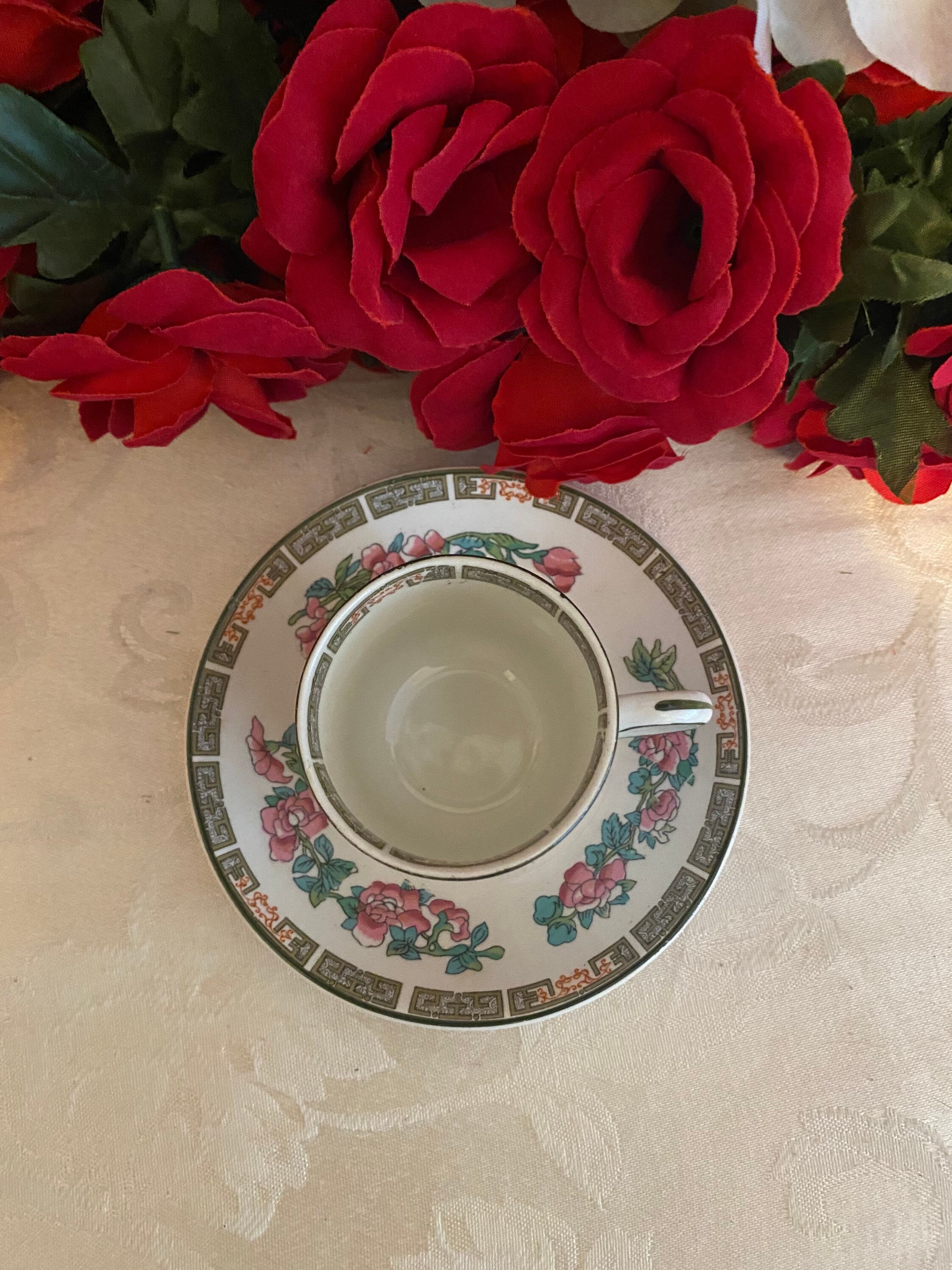 Three John Maddock & Sons Merry Leaves cup and saucer sets. Ultra