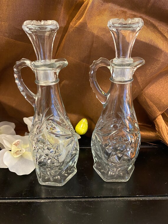 Anchor Hocking Glass Oil and Vinegar Cruets / Vintage Glass / Etsy