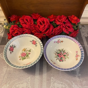 Vintage Yamatsu Lustreware Bowls: Japanese Floral Kitchen Decor