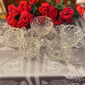 Vintage Fostoria American Pattern Glass Six Piece Set