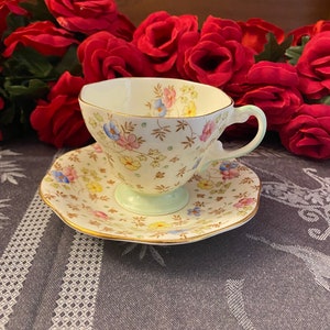E.B. Foley Floral Chintz Teacup and Saucer Set