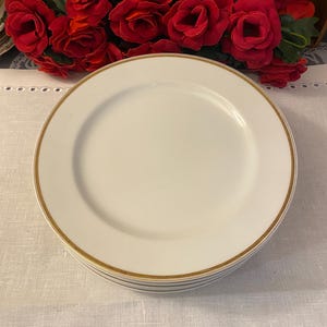 Five Piece Set of Haviland and Co. White with Gold Band Salad Plates