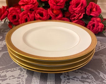 Set of Four Vintage B&C L. Bernardaud Limoges for Higgins and Seiter New York Gold Edge 9.75” Plate / Vintage Limoges / Limoges France