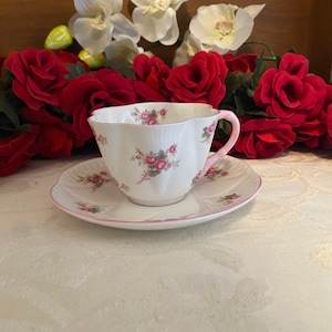 Vintage Shelley Dainty Bridal Rose #13545 Teacup and Saucer Set