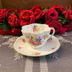 Vintage Shelley Hulmes Rose Teacup and Saucer Set